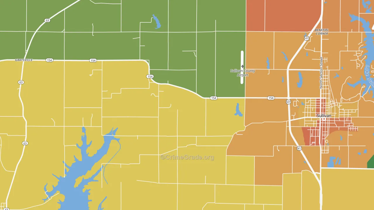 Graysville, IN Map of Burglary Rates