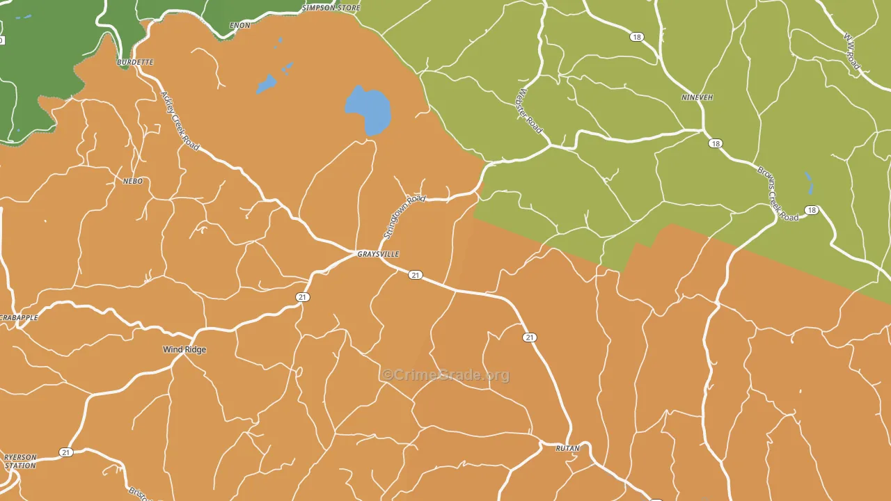 Graysville, PA Map of Burglary Rates