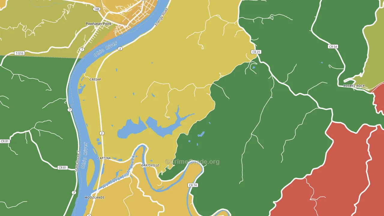 Graysville, WV Map of Burglary Rates