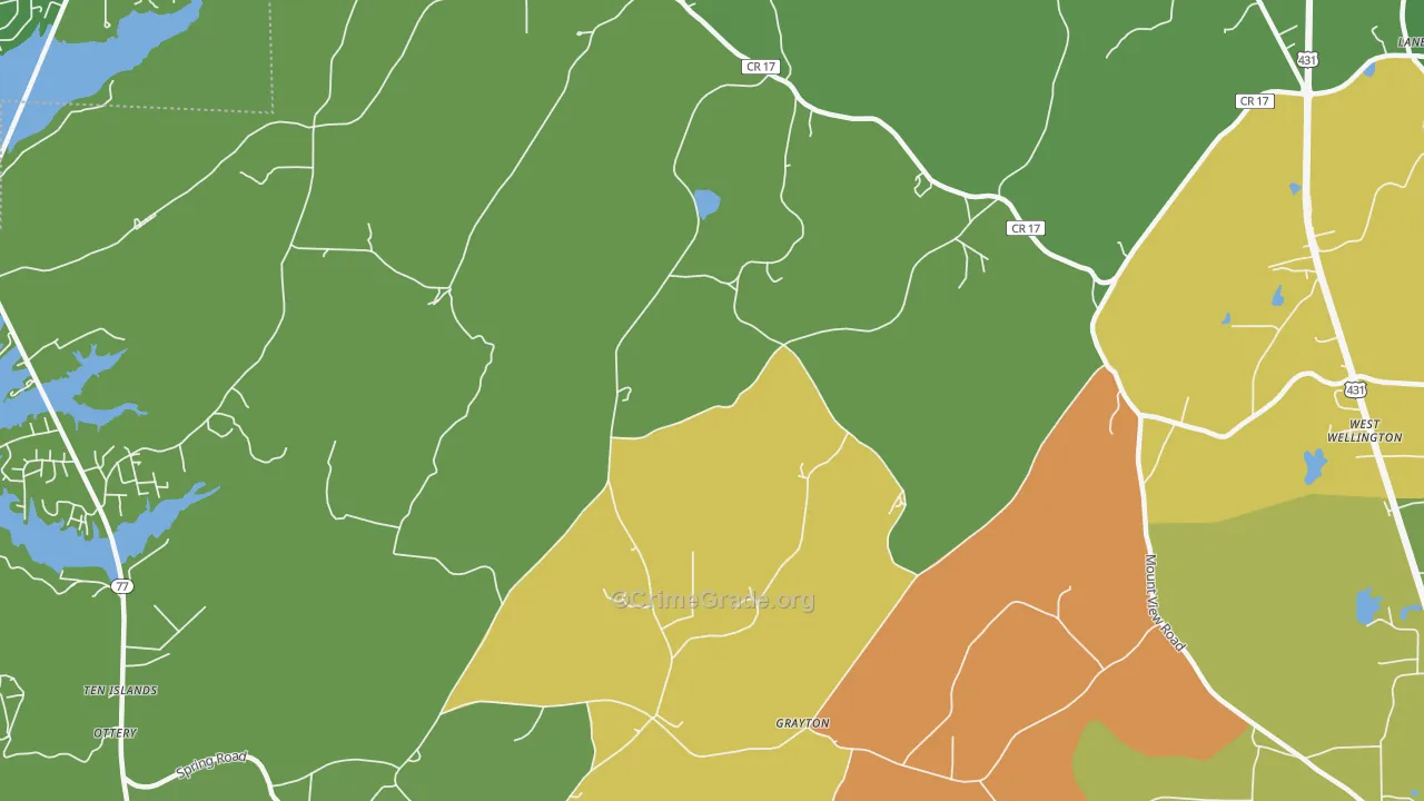 Grayton, AL Map of Burglary Rates
