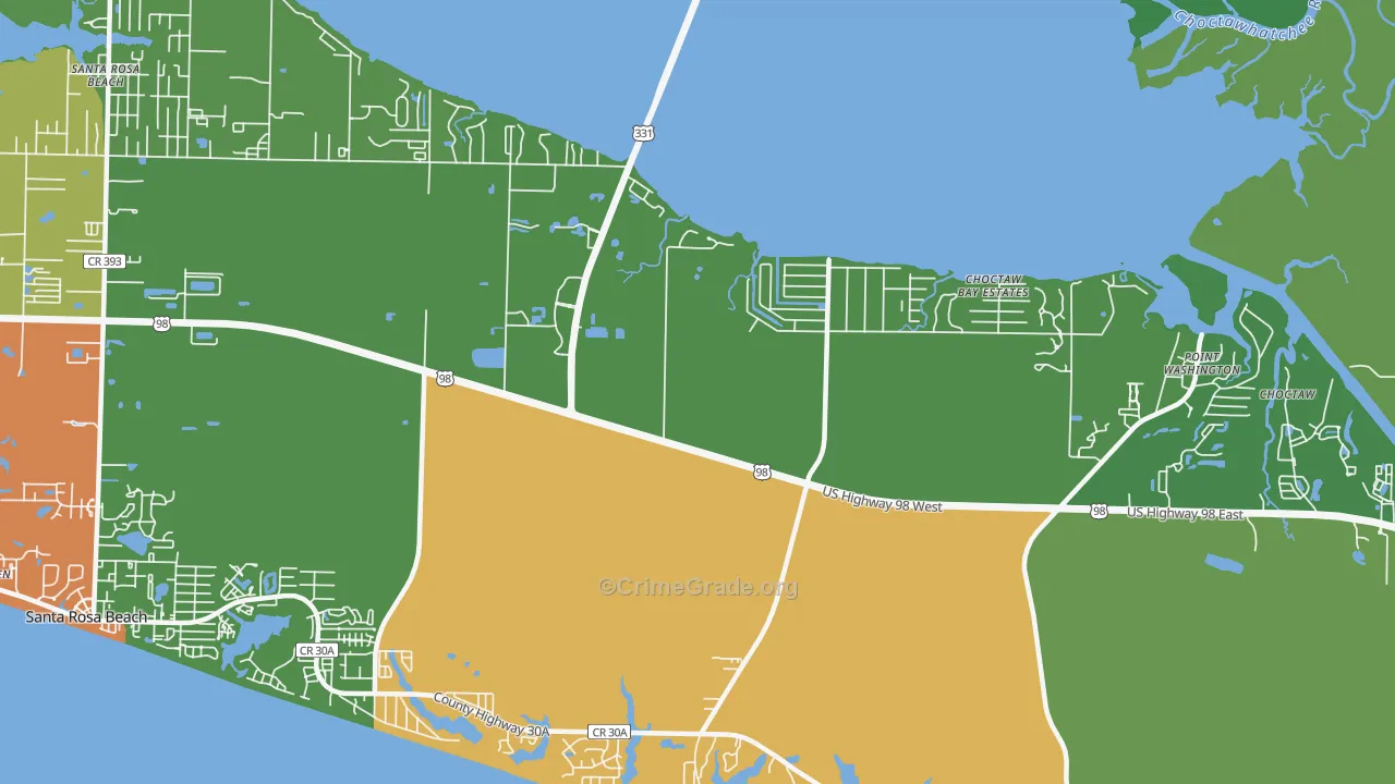 Grayton Beach, FL Map of Burglary Rates