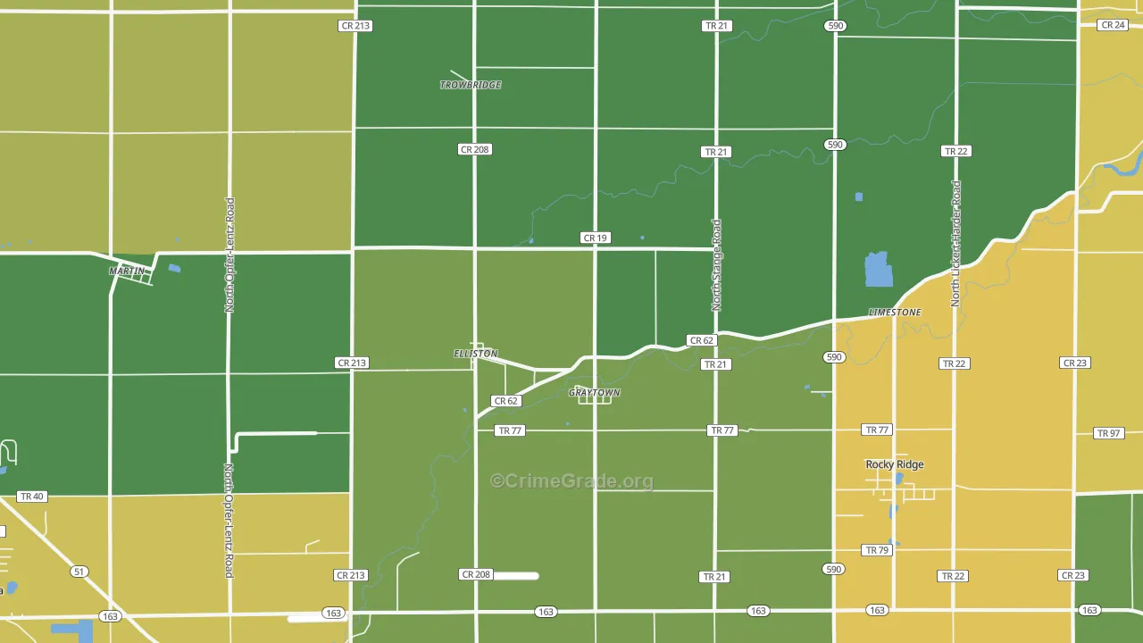 Graytown, OH Map of Burglary Rates