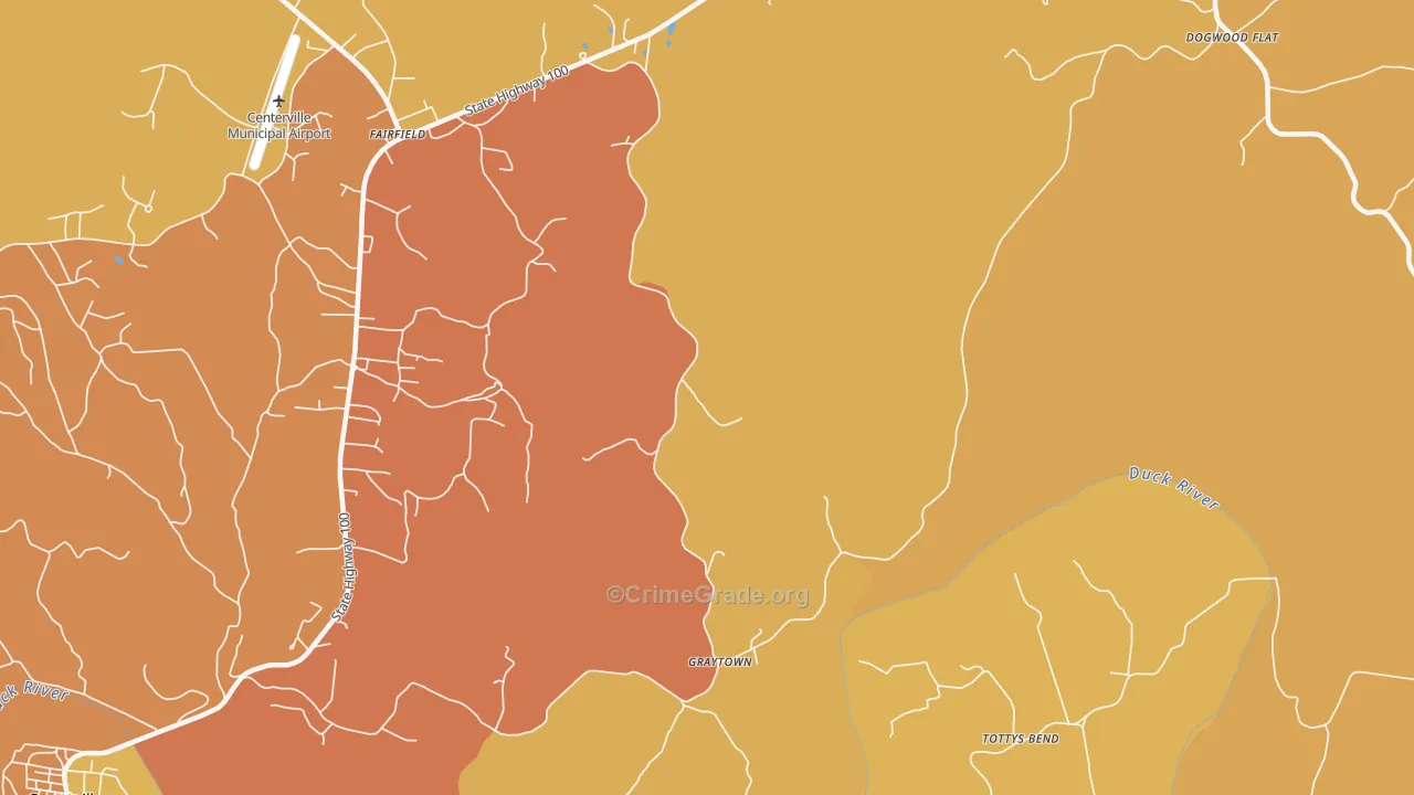 Graytown, TN Map of Burglary Rates