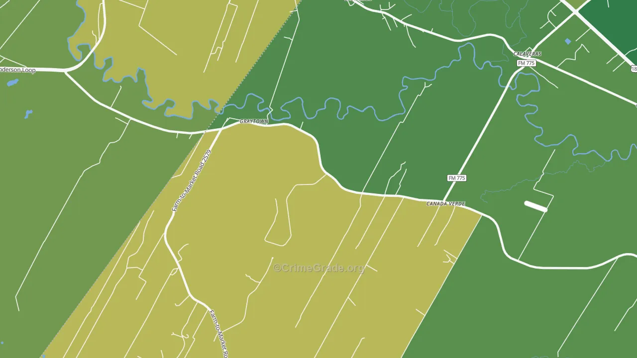 Graytown, TX Map of Burglary Rates