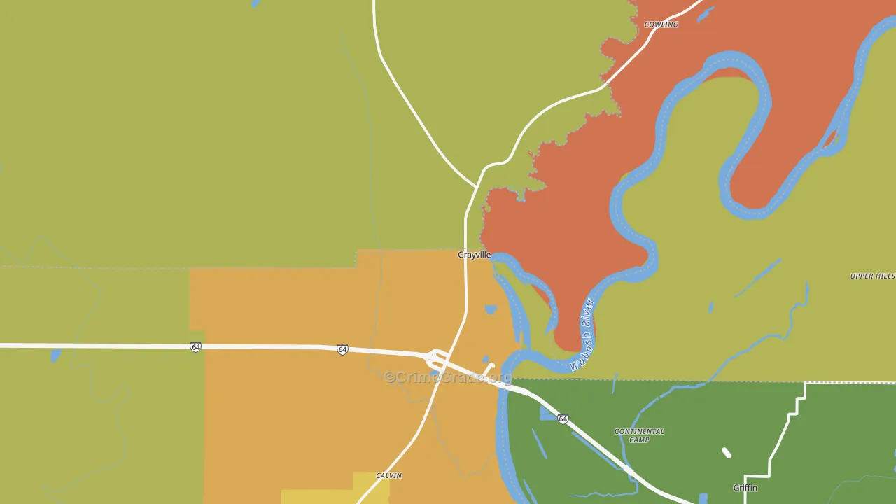 Grayville, IL Map of Burglary Rates