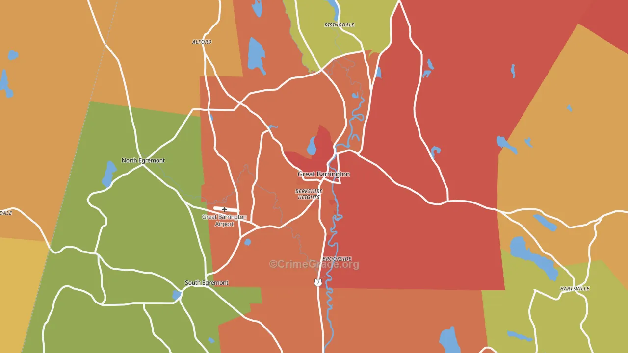 Great Barrington, MA Map of Burglary Rates