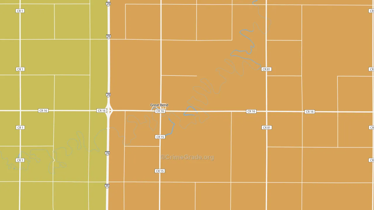 Great Bend, ND Map of Burglary Rates