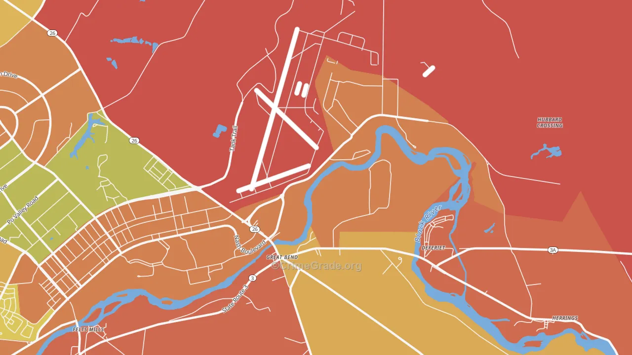 Great Bend, NY Map of Burglary Rates