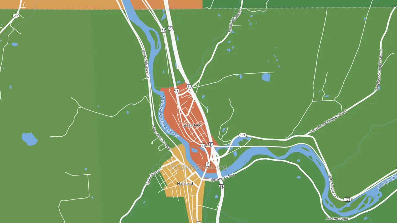 Great Bend, PA Map of Burglary Rates