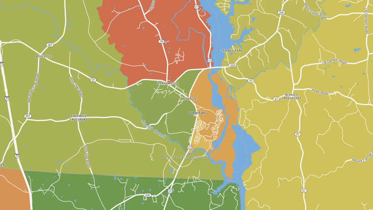 Great Falls, SC Map of Burglary Rates