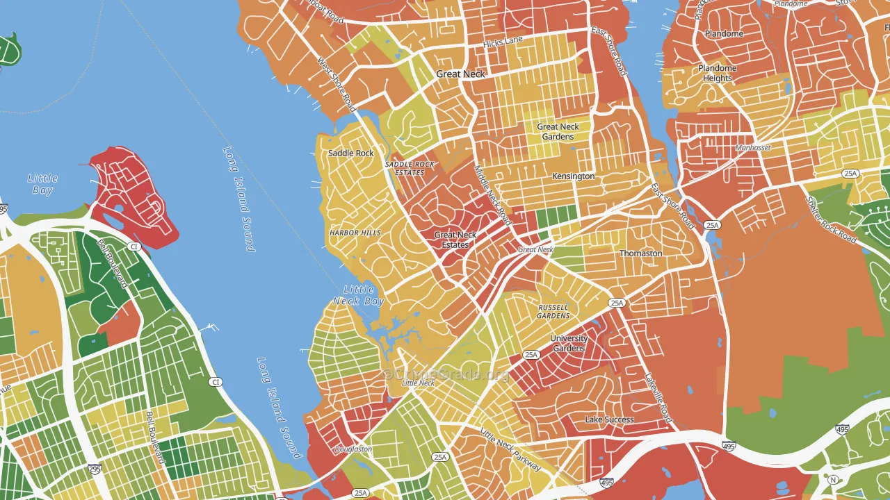 Great Neck Estates, NY Map of Burglary Rates