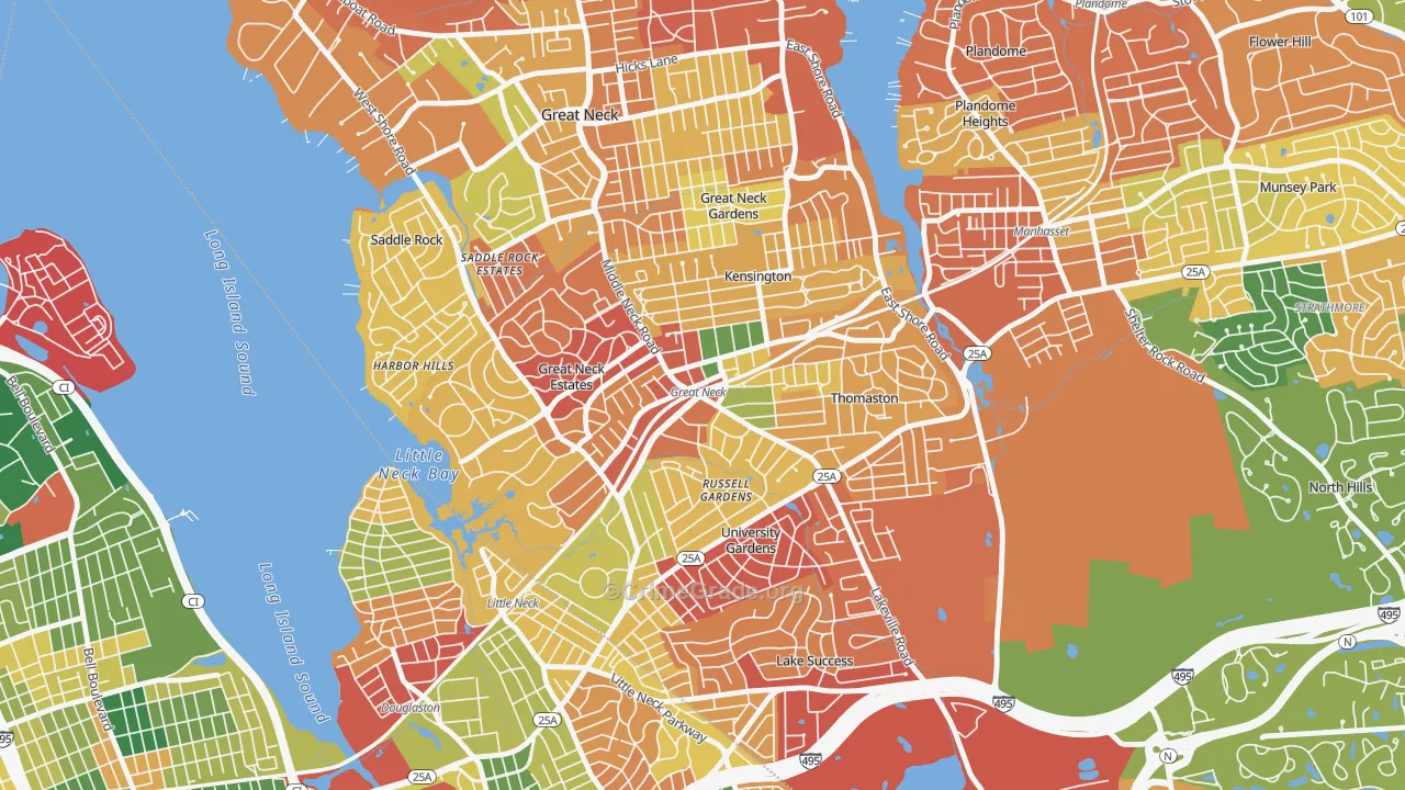Great Neck Plaza, NY Map of Burglary Rates