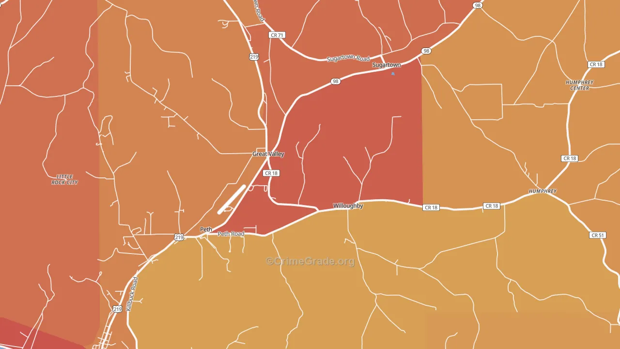 Great Valley, NY Map of Burglary Rates