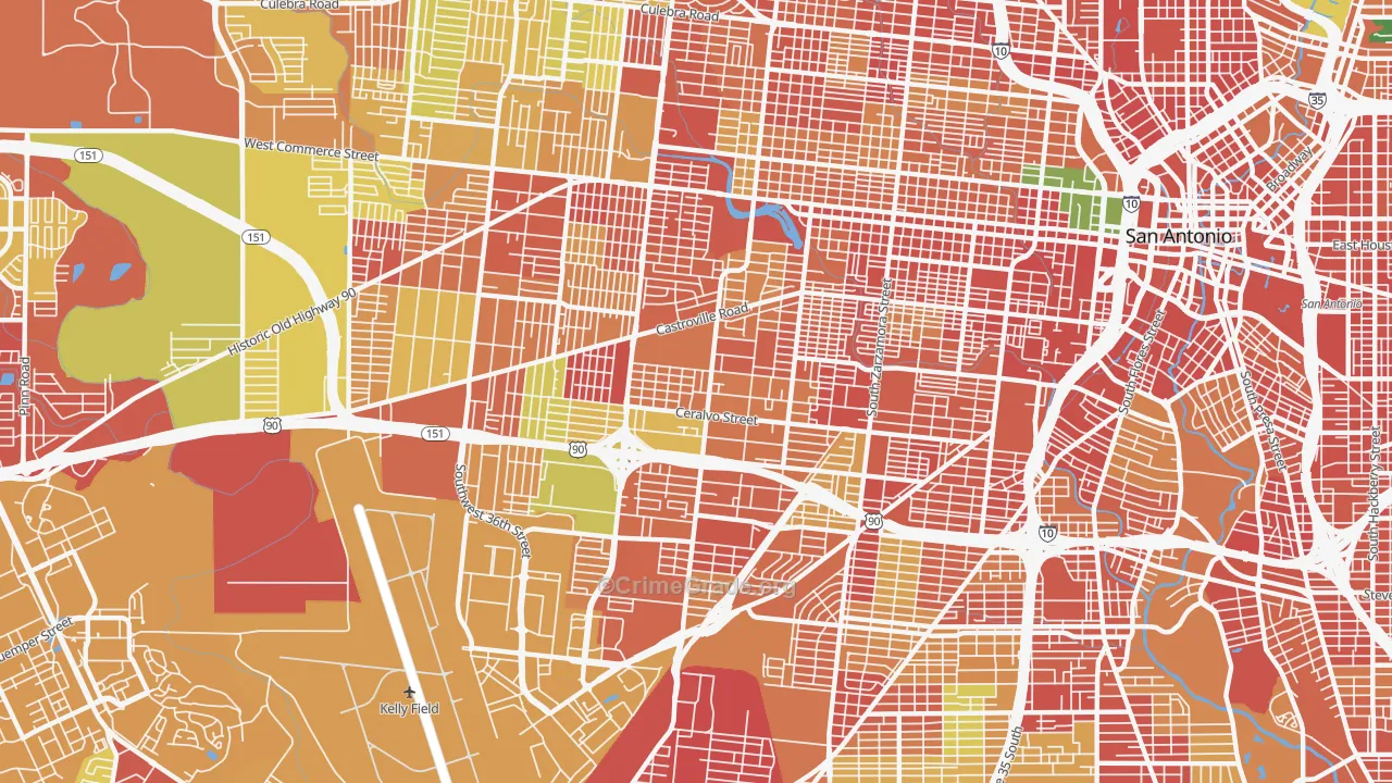 Greater Gardendale, San Antonio, TX Map of Burglary Rates