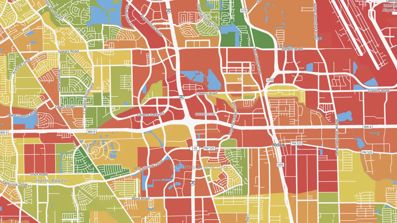 Greater Greenspoint, Houston, TX Map of Burglary Rates