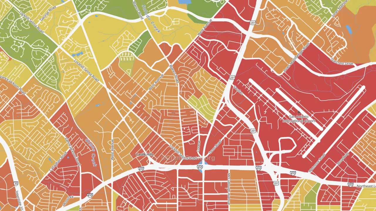 Greater Harmony Hills, San Antonio, TX Map of Burglary Rates