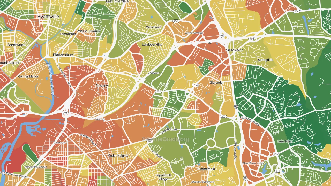 Greater Landover, Landover, MD Map of Burglary Rates