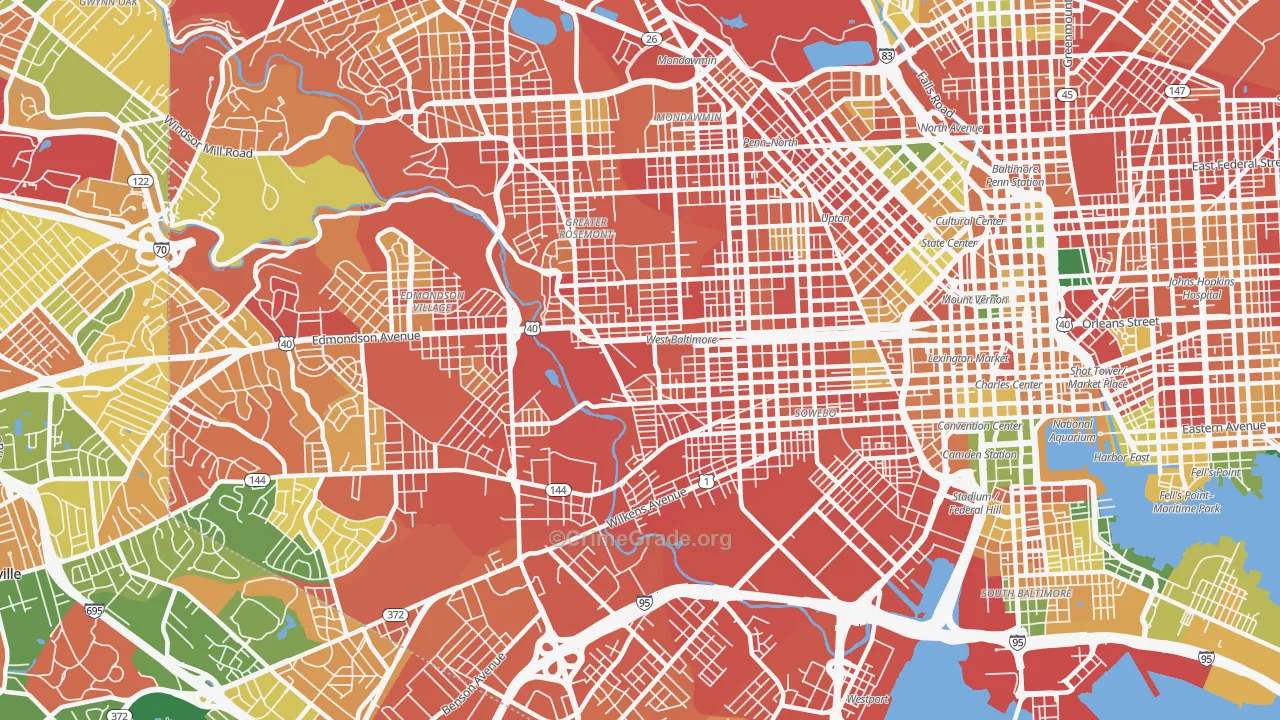 Greater Rosemont, Baltimore, MD Map of Burglary Rates