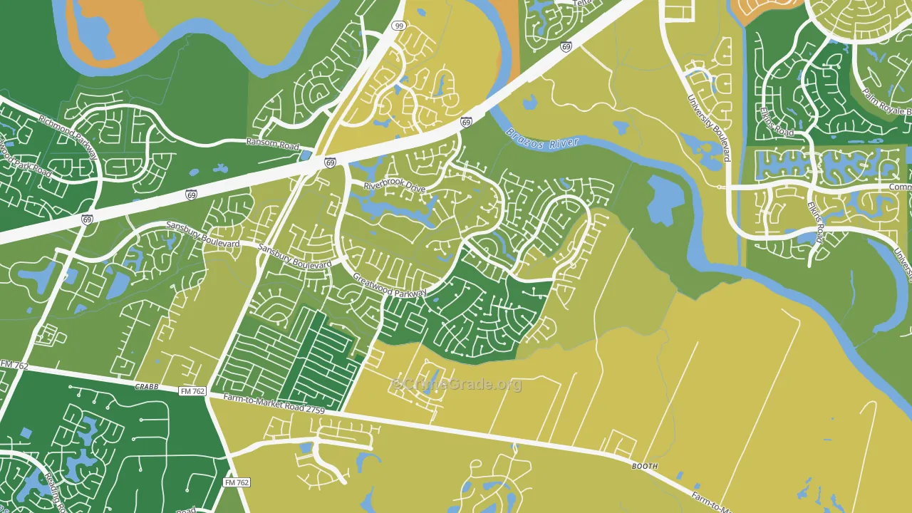 Greatwood, TX Map of Burglary Rates