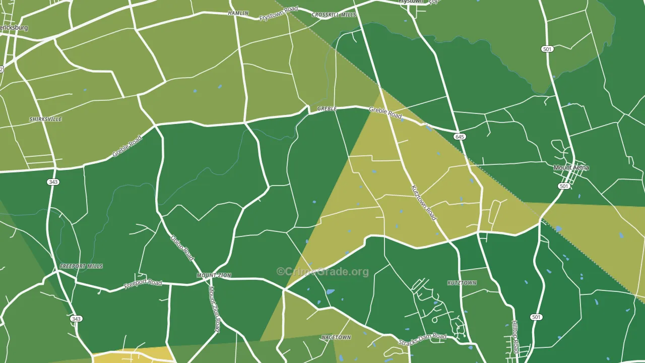 Greble, PA Map of Burglary Rates