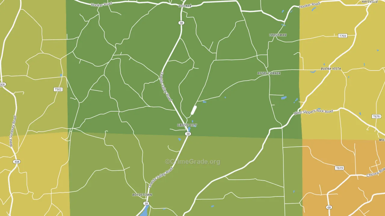 Greece City, PA Map of Burglary Rates