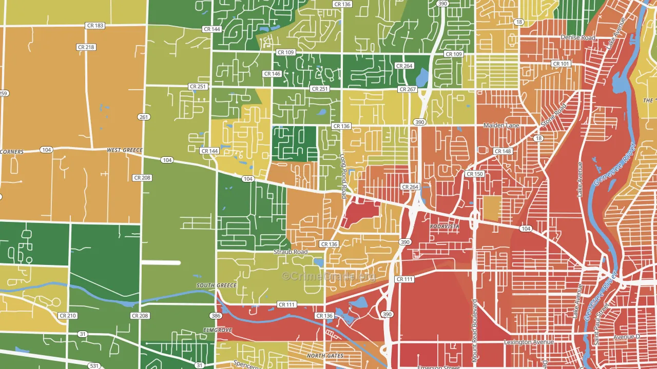 Greece, NY Map of Burglary Rates
