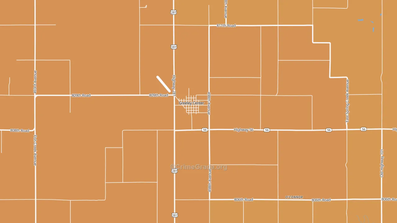 Greeley Center, NE Map of Burglary Rates