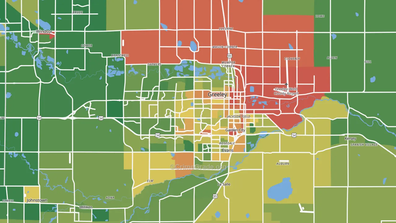 Greeley, CO Map of Burglary Rates