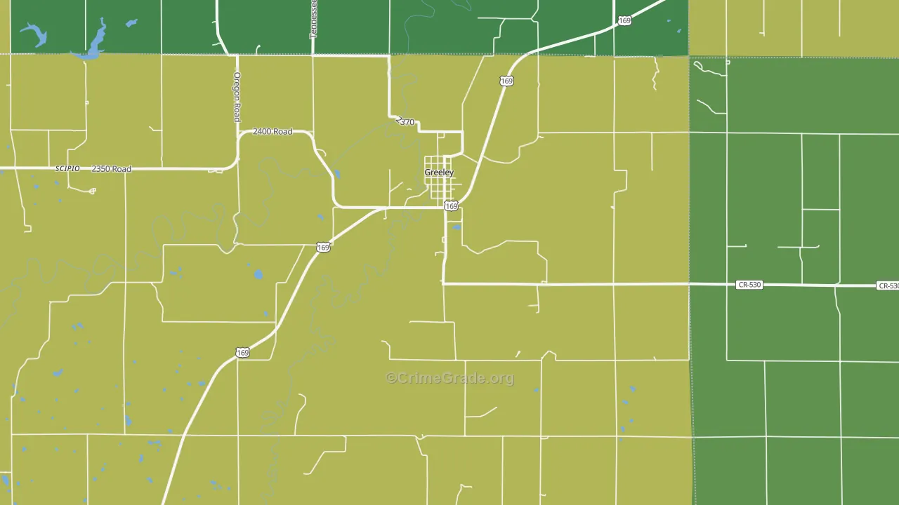 Greeley, KS Map of Burglary Rates