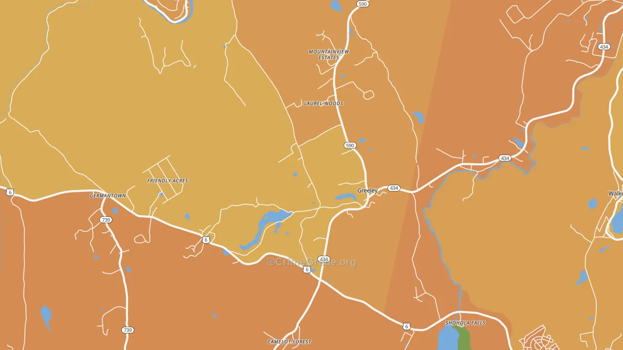 Greeley, PA Map of Burglary Rates