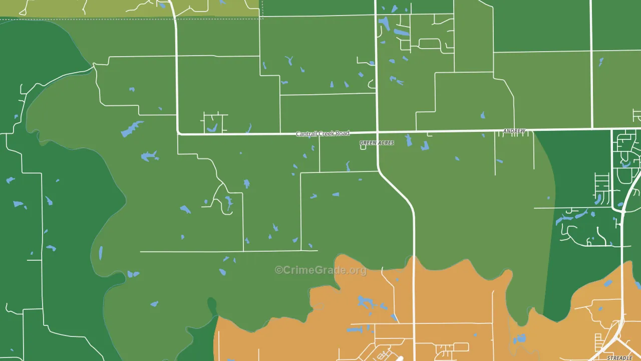 Green Acres, IL Map of Burglary Rates