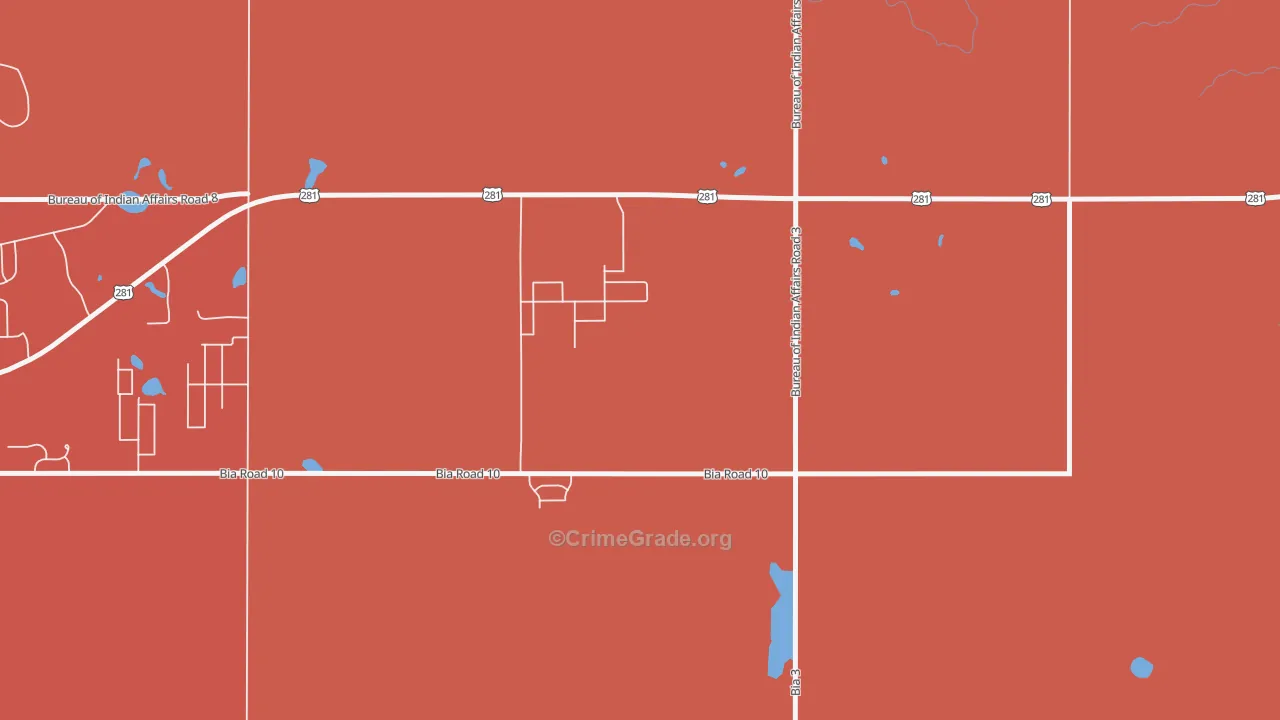 Green Acres, ND Map of Burglary Rates