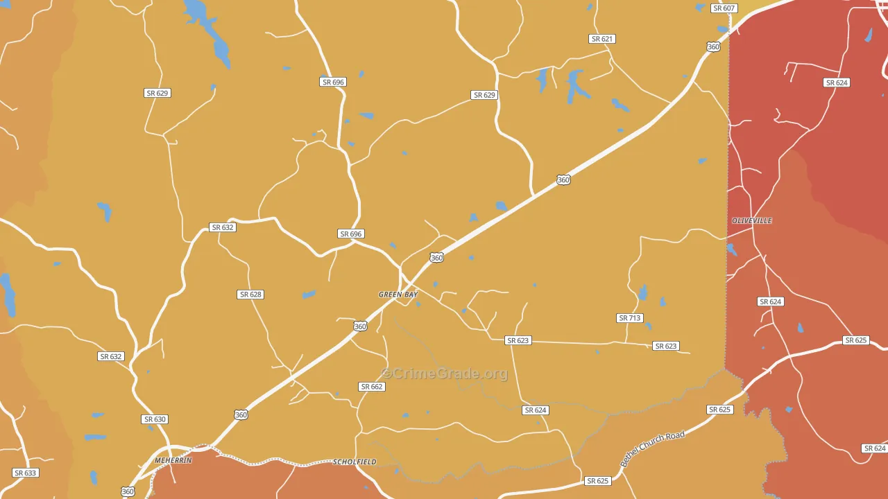 Green Bay, VA Map of Burglary Rates