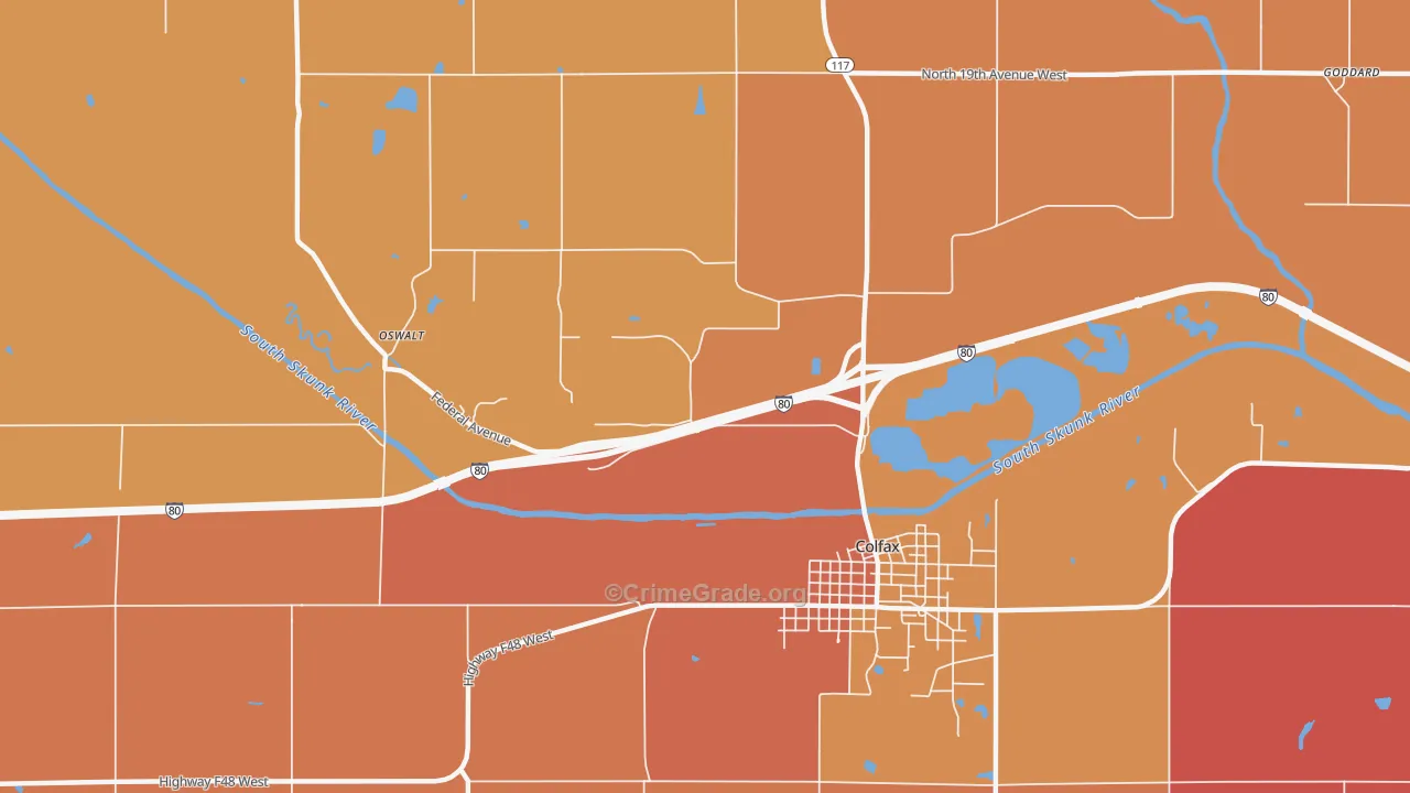 Green Castle, IA Map of Burglary Rates