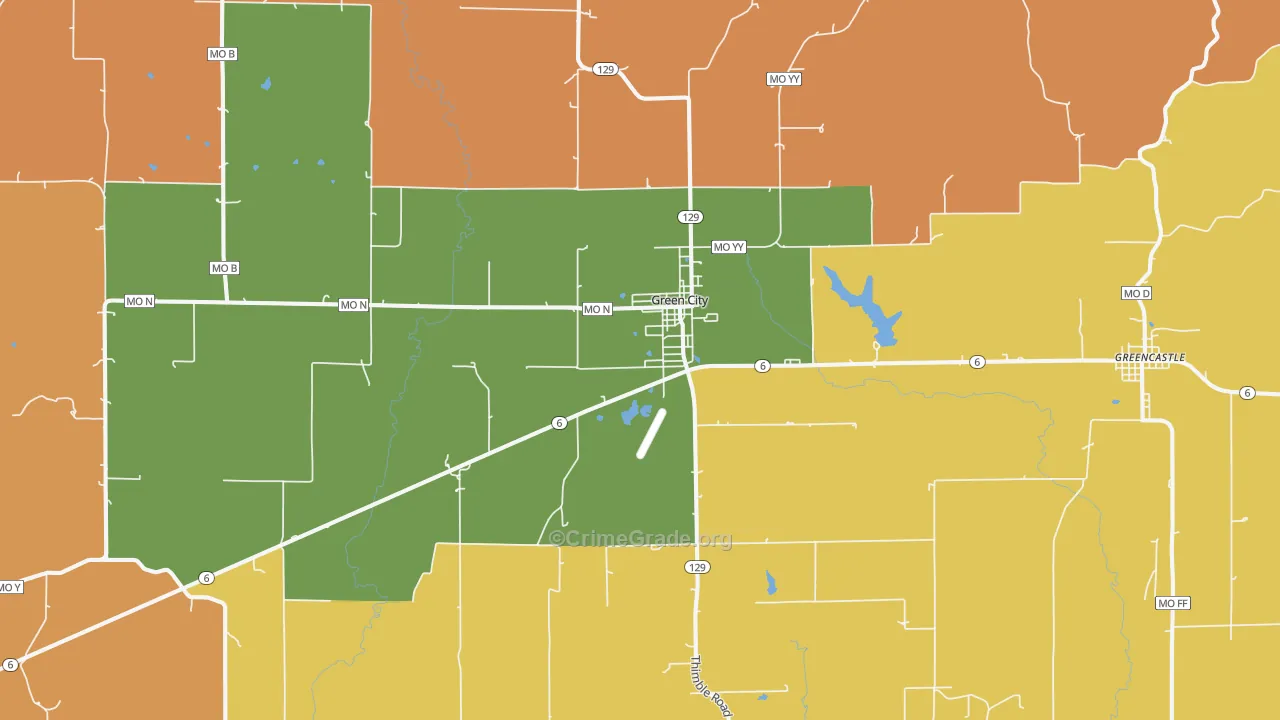 Green City, MO Map of Burglary Rates