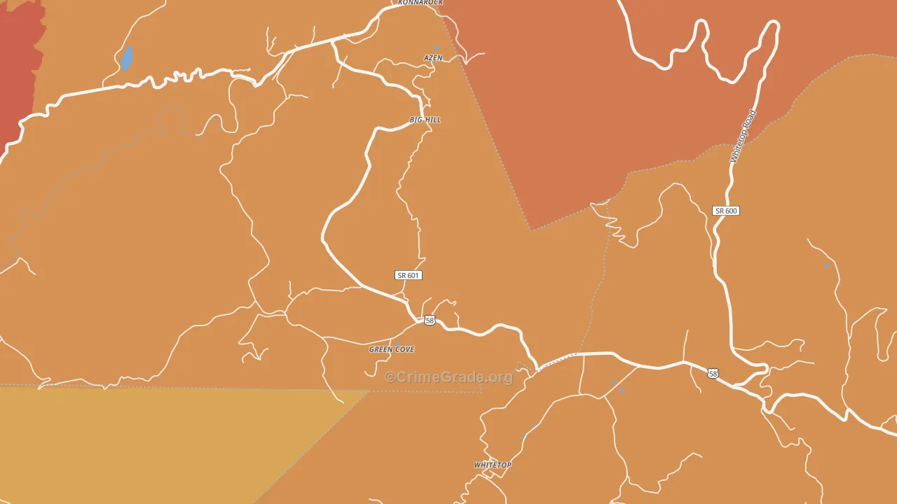 Green Cove, VA Map of Burglary Rates