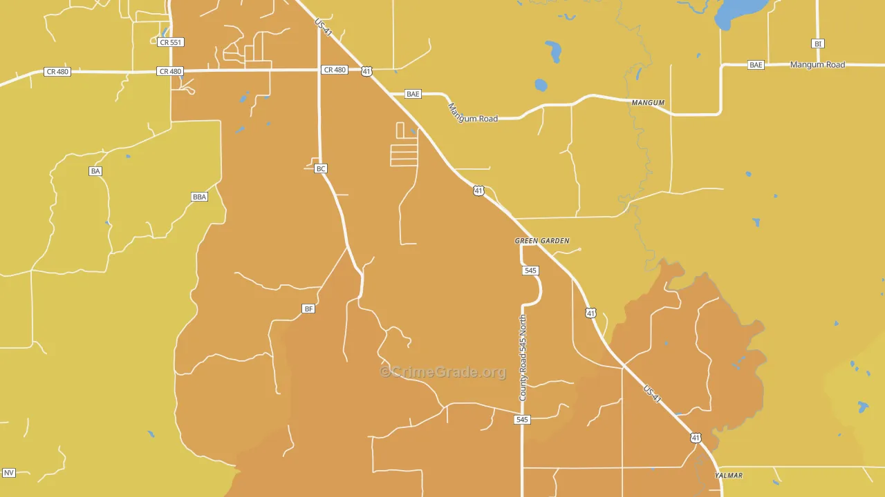 Green Garden, MI Map of Burglary Rates