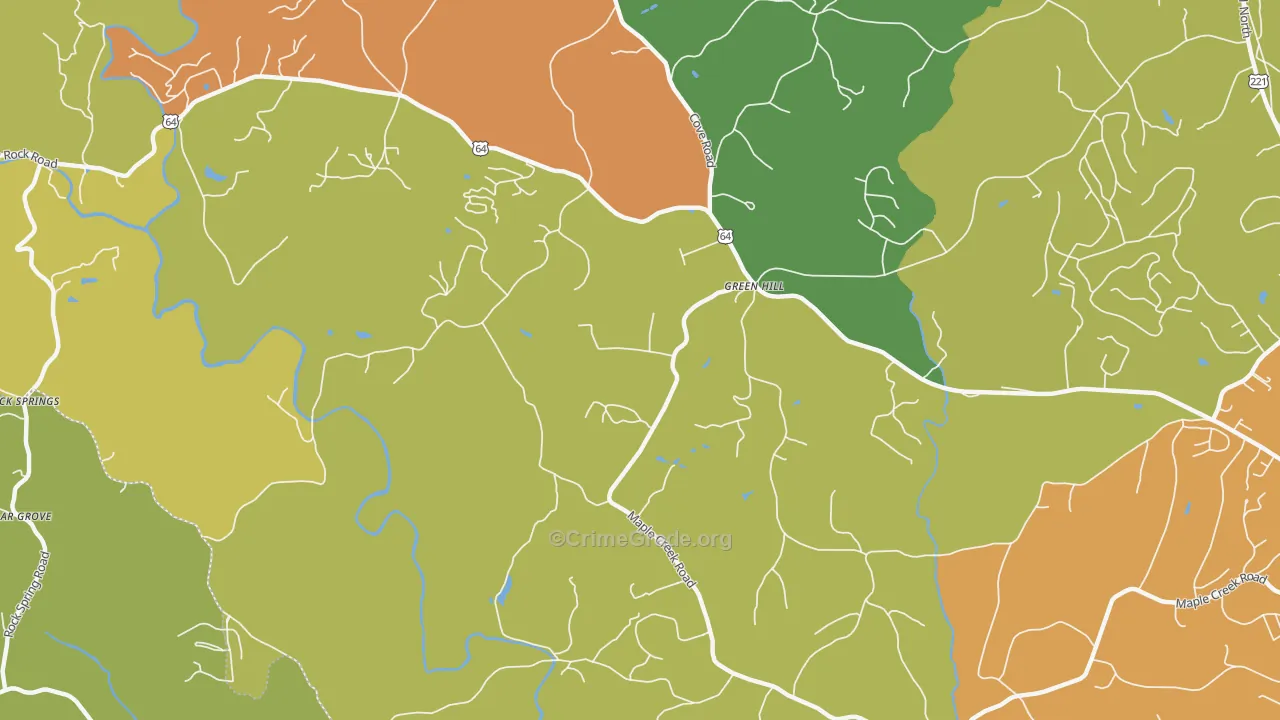 Green Hill, NC Map of Burglary Rates
