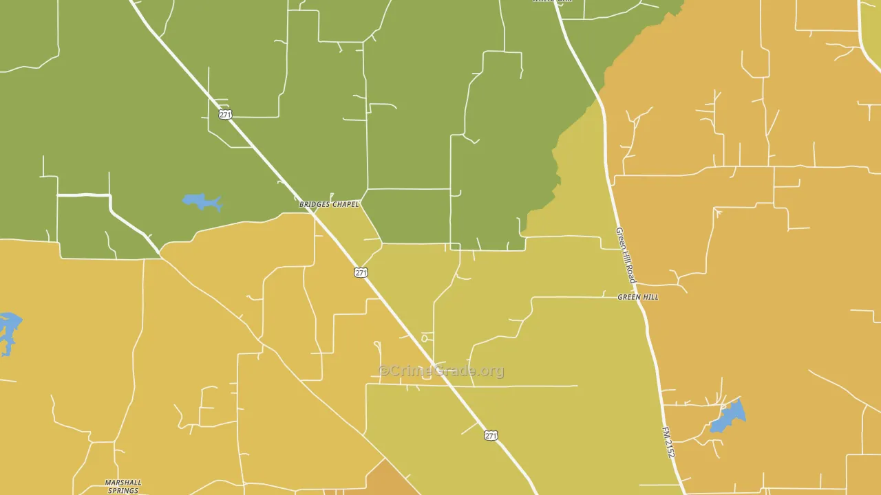 Green Hill, TX Map of Burglary Rates