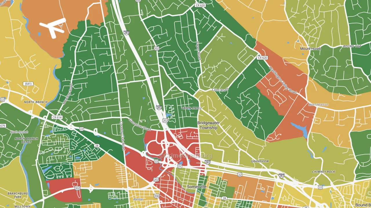 Green Knoll, NJ Map of Burglary Rates