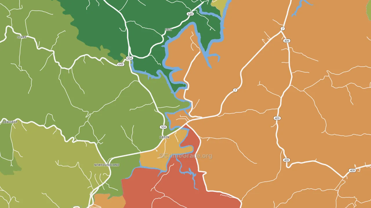 Green, KY Map of Burglary Rates