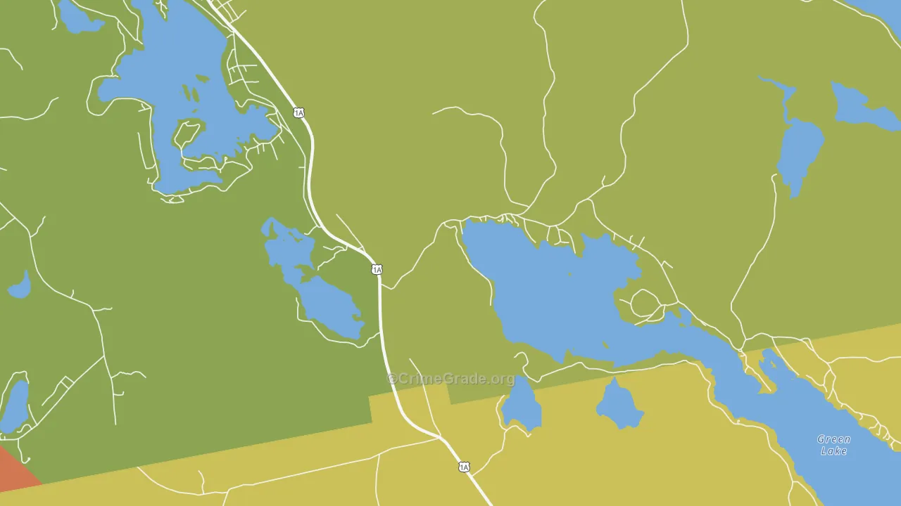 Green Lake, ME Map of Burglary Rates