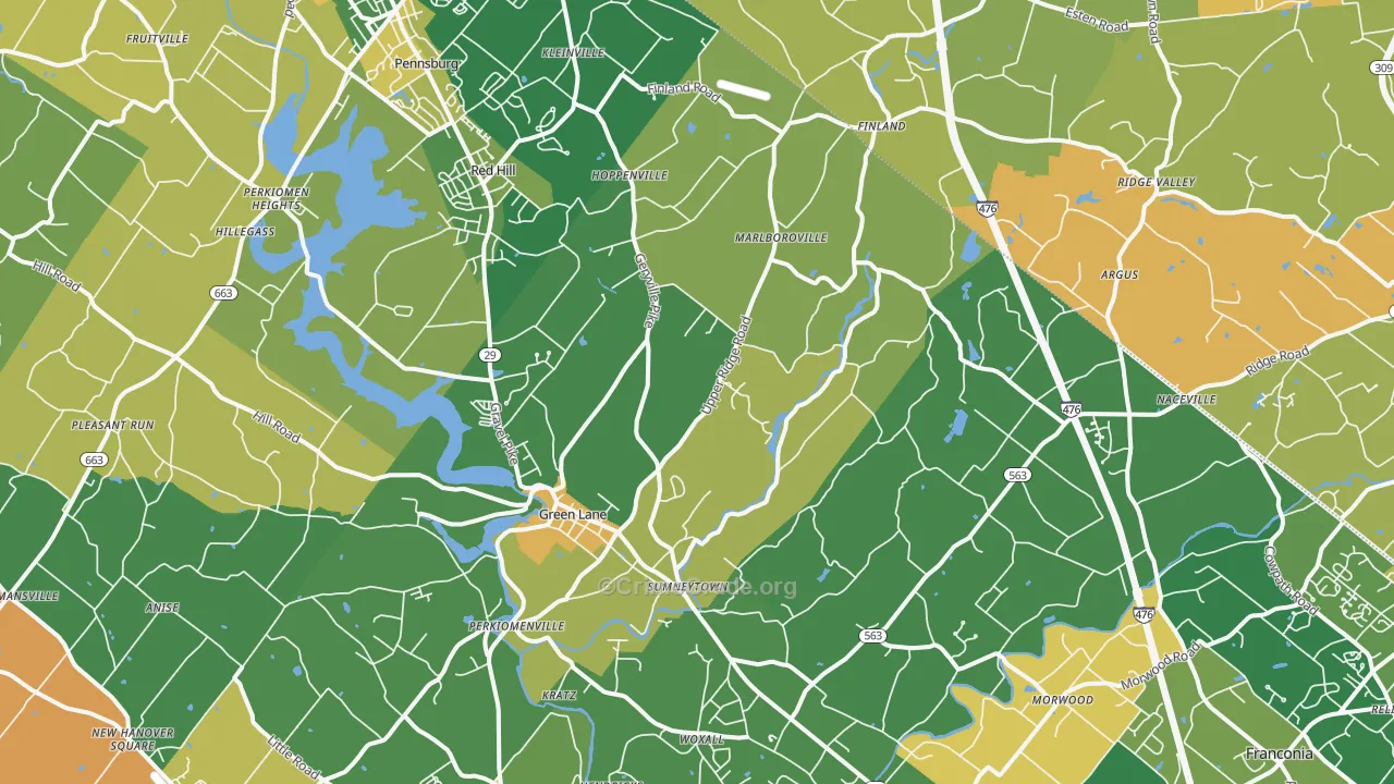 Green Lane, PA Map of Burglary Rates