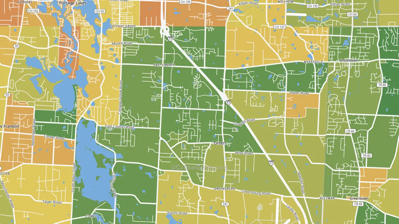 Green, OH Map of Burglary Rates
