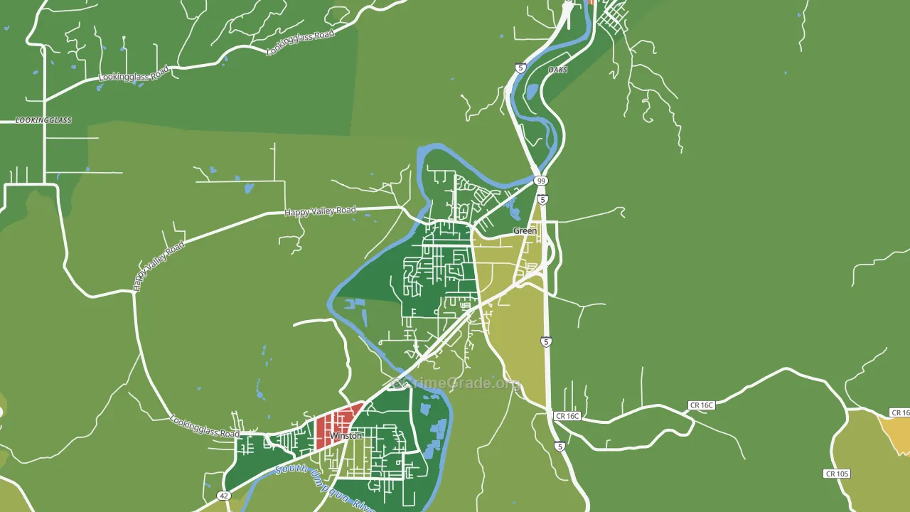 Green, OR Map of Burglary Rates