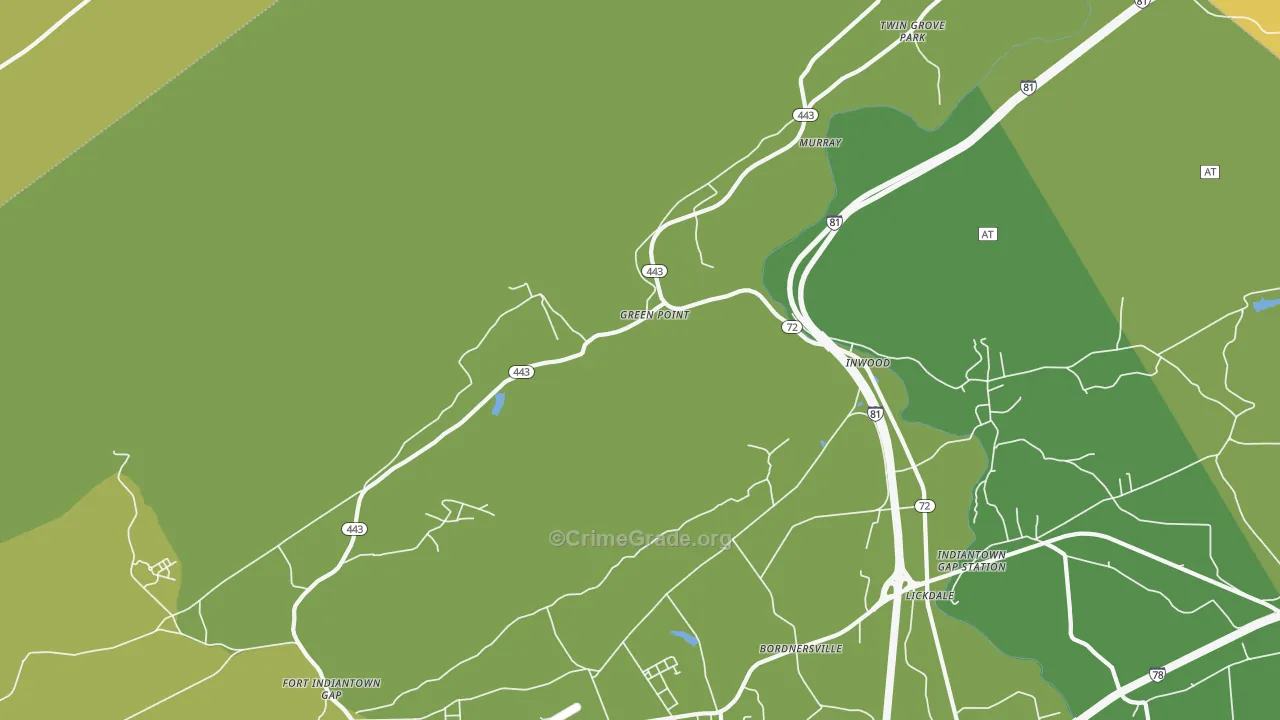 Green Point, PA Map of Burglary Rates