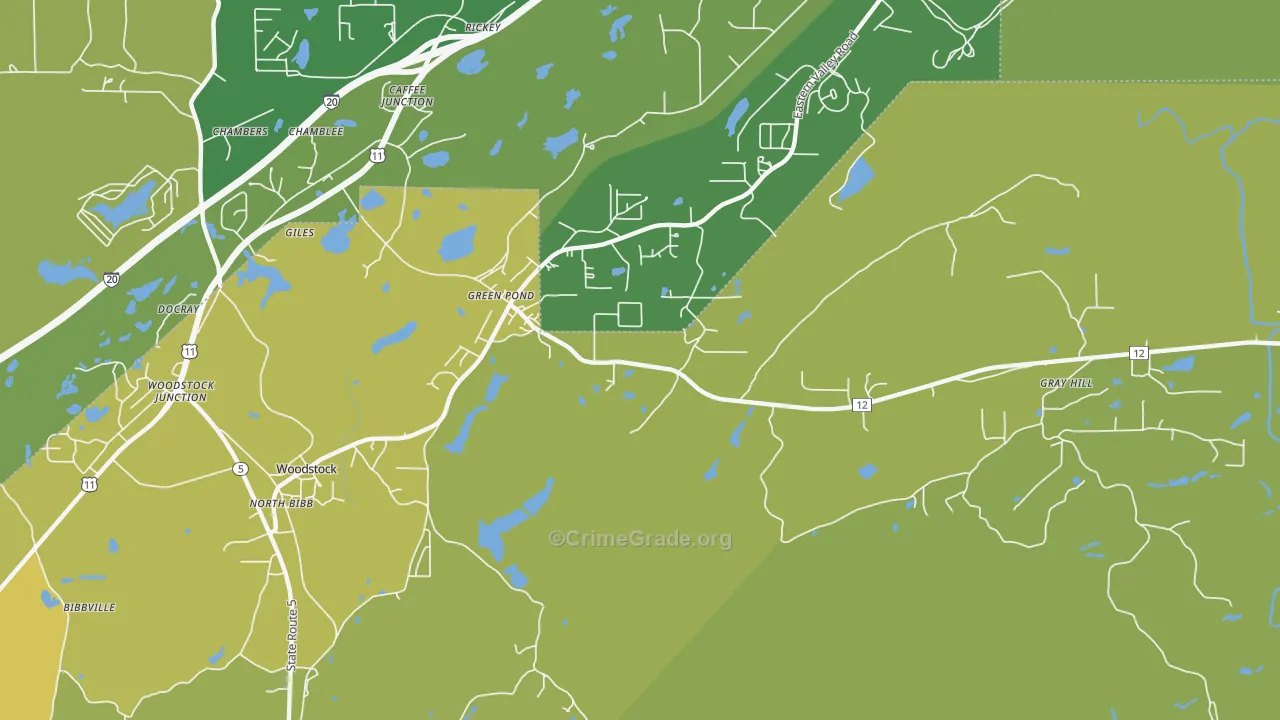 Green Pond, AL Map of Burglary Rates