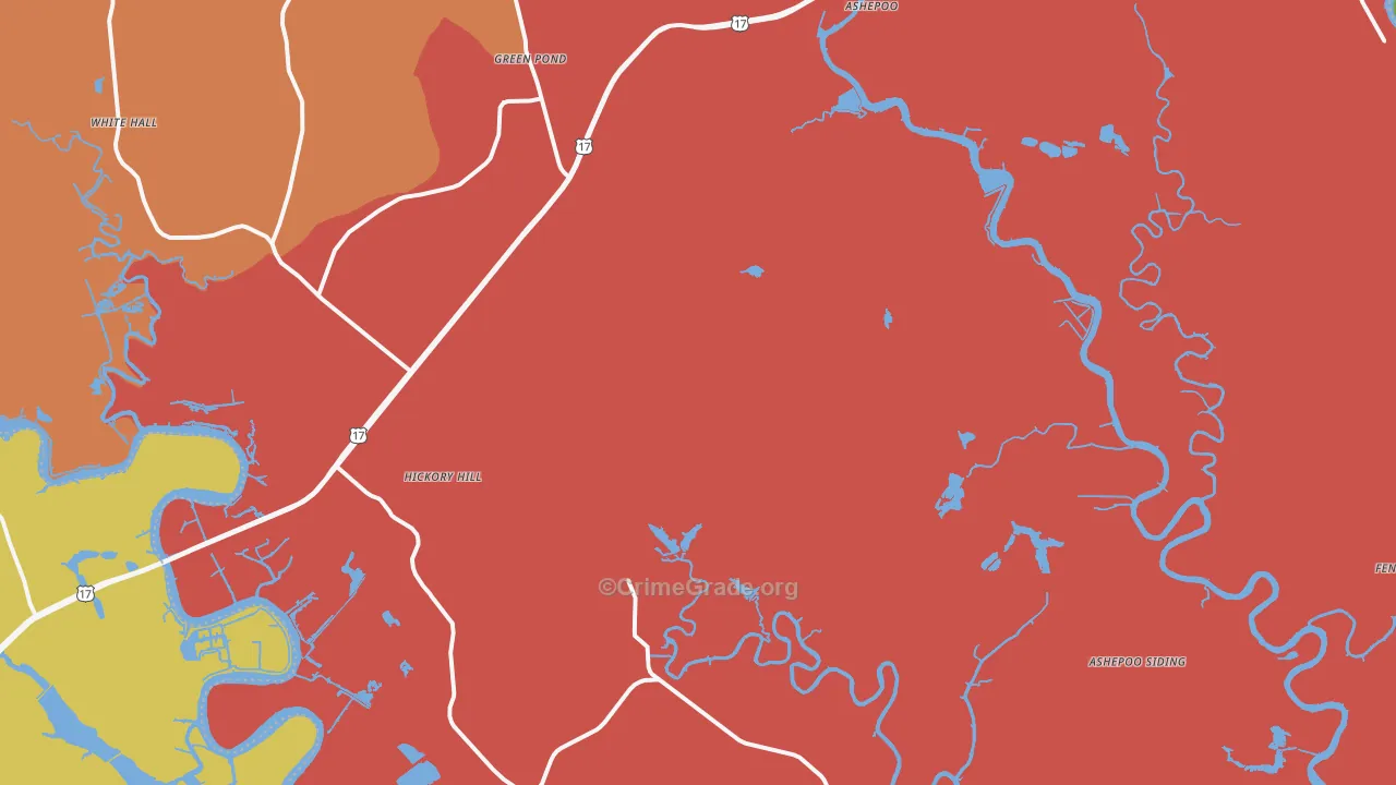 Green Pond, SC Map of Burglary Rates