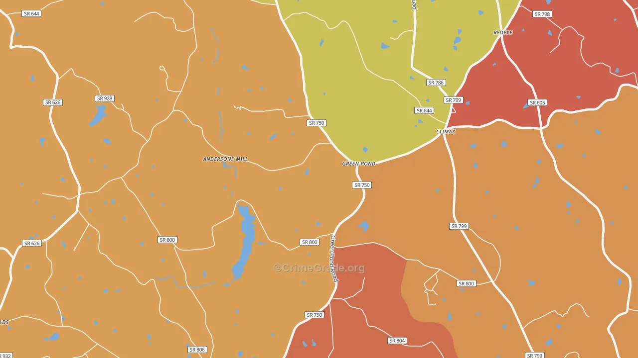 Green Pond, VA Map of Burglary Rates