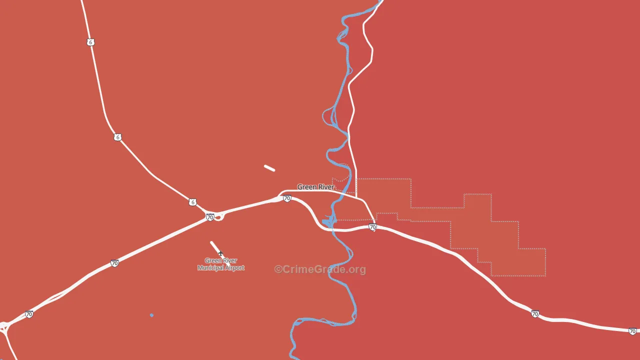 Green River, UT Map of Burglary Rates